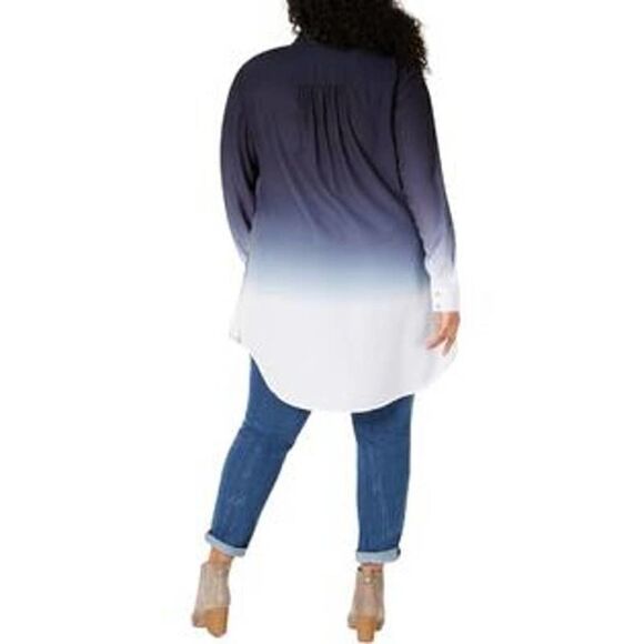 Inc Dip-Dyed Button-Front Tunic - Picture 5 of 9